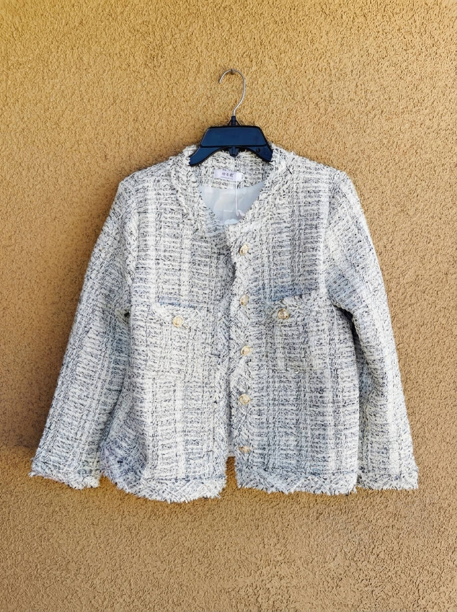 Womens Tweed Jacket, Classic Textured Blazer, Elegant Casual Outerwear