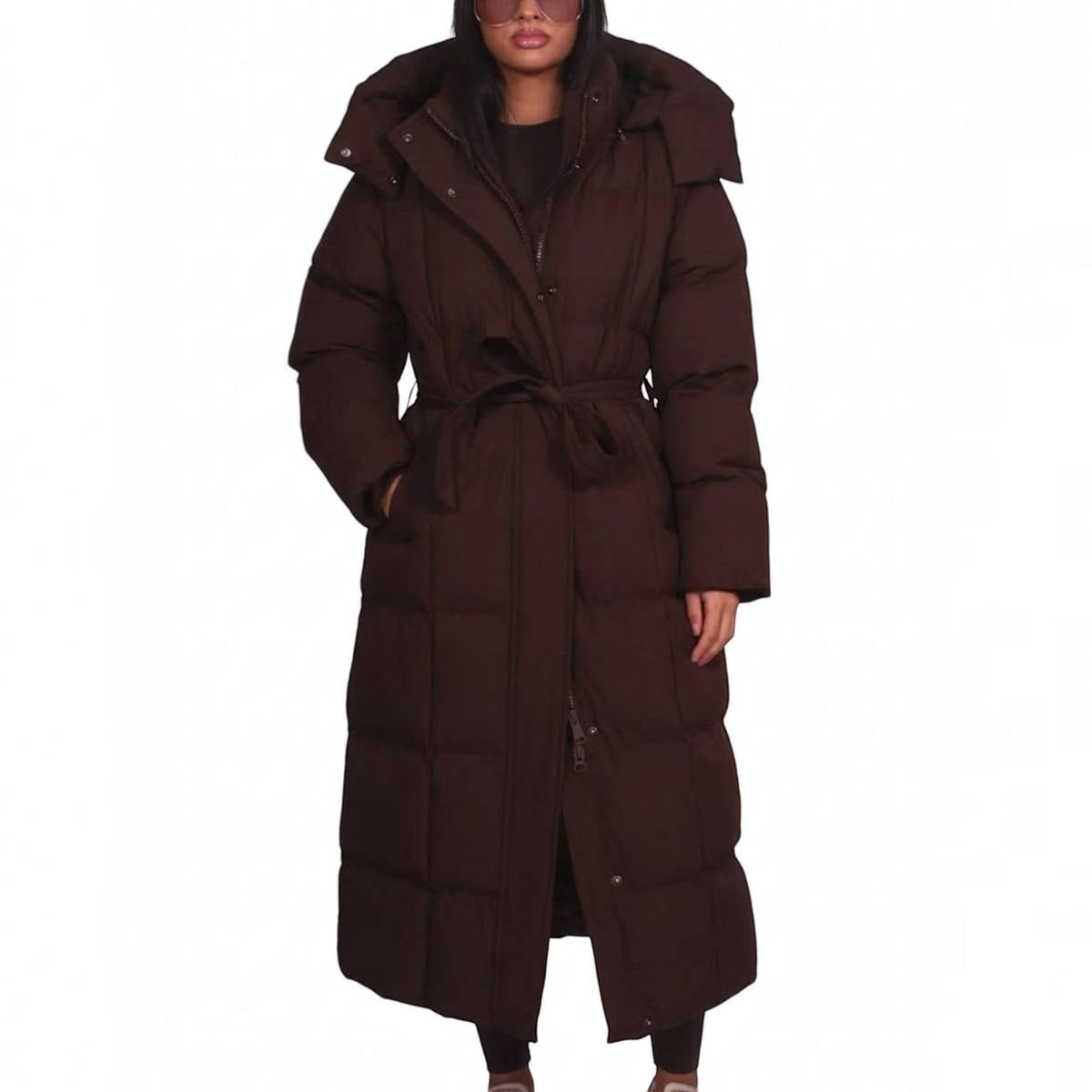 Womens Puffer Coat, Luciana Hooded Winter Coat, Warm Quilted Outerwear