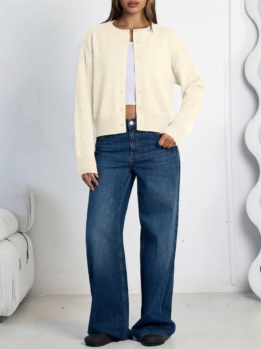 Cropped Cardigan Sweaters for Women, Lightweight Knit Button Down Cardigan, 2026 Fall Fashion Clothes