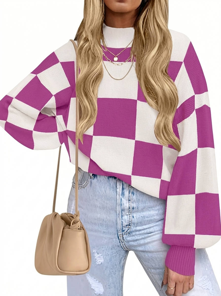 Women's 2026 Fall Fashion Turtleneck Sweater, Long Sleeve Striped Ribbed Knit Loose Pullover Sweater Top