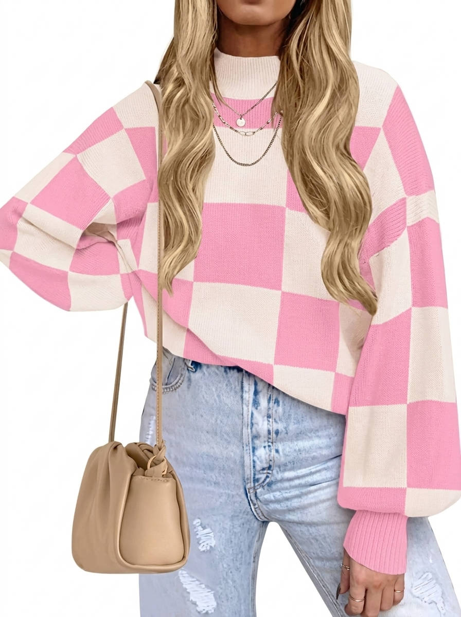 Women's 2026 Fall Fashion Turtleneck Sweater, Long Sleeve Striped Ribbed Knit Loose Pullover Sweater Top