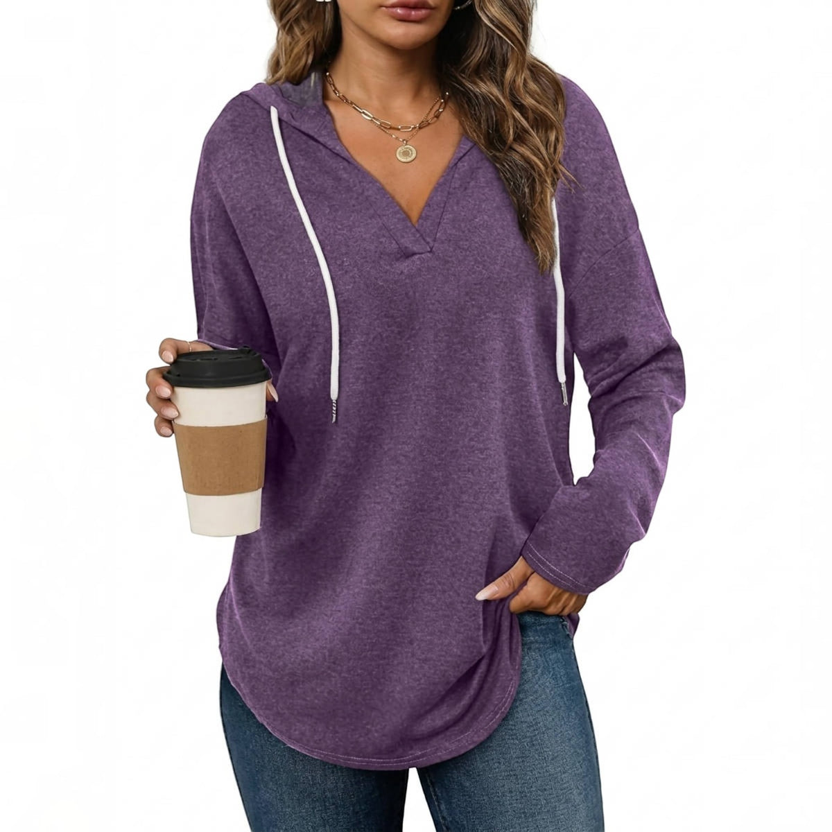 Womens Oversized Hoodie, Long Sleeve Loose Fit Pullover Sweatshirt Top