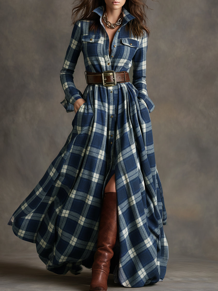 Button Front Shirt Dress with Adjustable Belt and Breathable Fabric