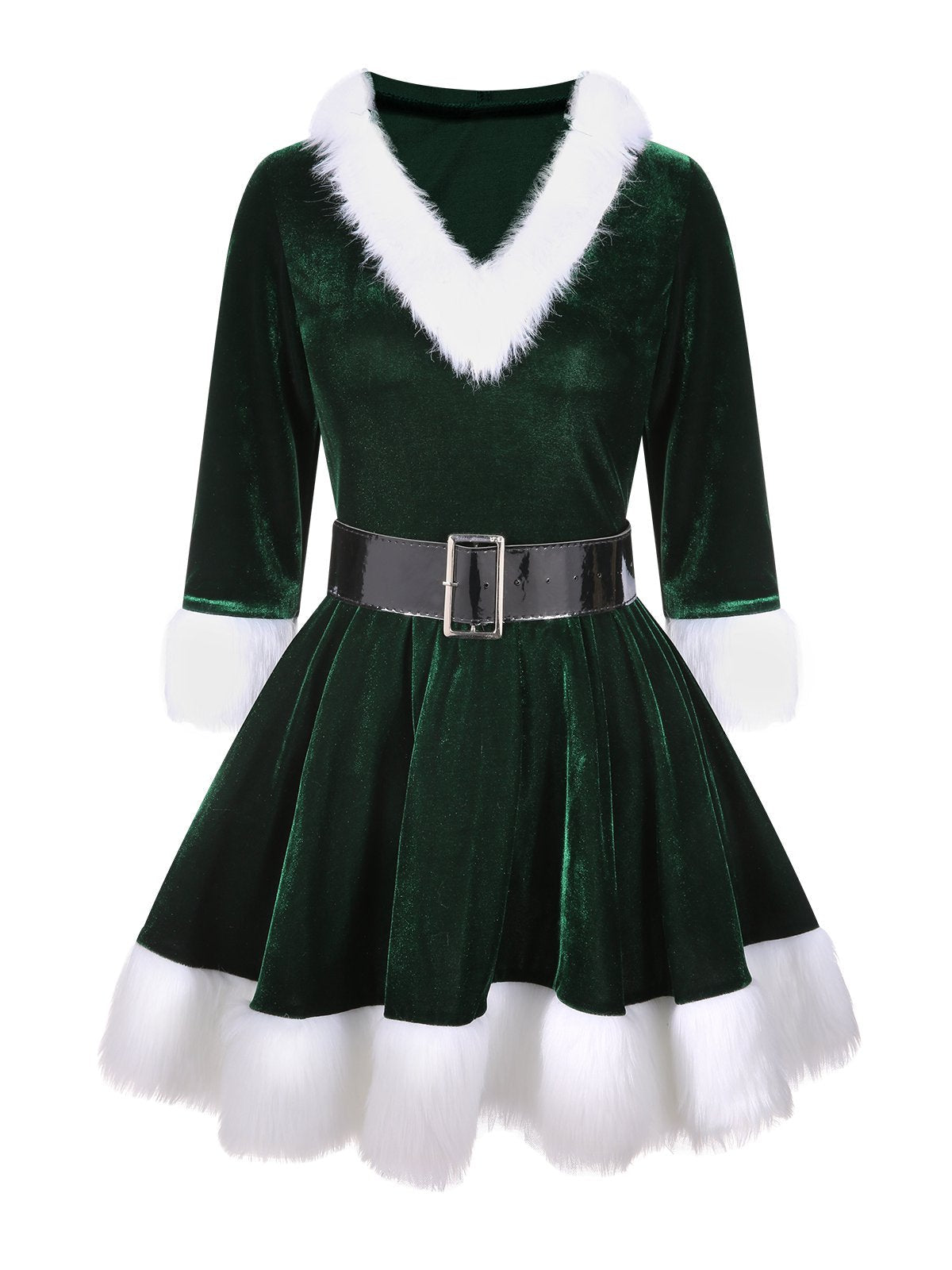 Green 1960s Christmas Velvet Patchwork Hooded Dress, vintage dress, retro fashion - perfect for women who love vintage and retro fashion