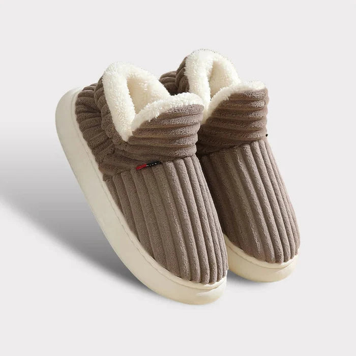 Fleece House Slippers with Non-Slip Base and Ankle Coverage