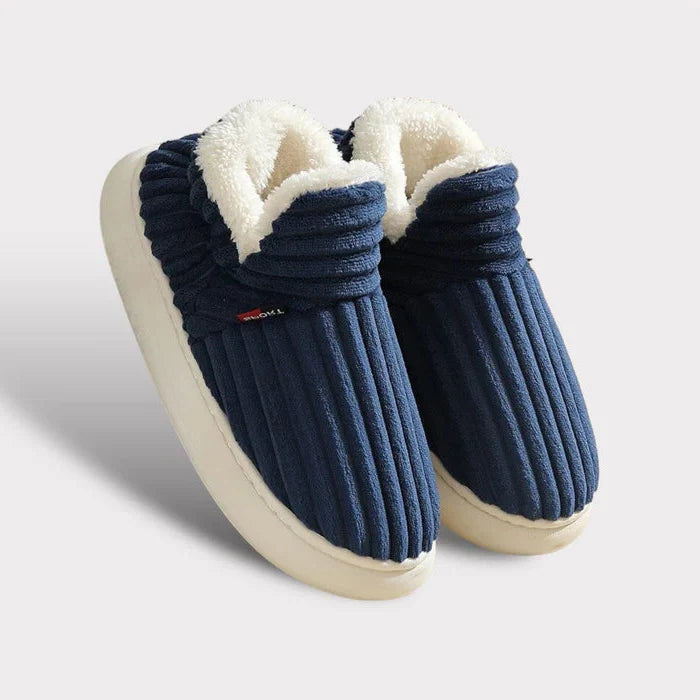 Fleece House Slippers with Non-Slip Base and Ankle Coverage