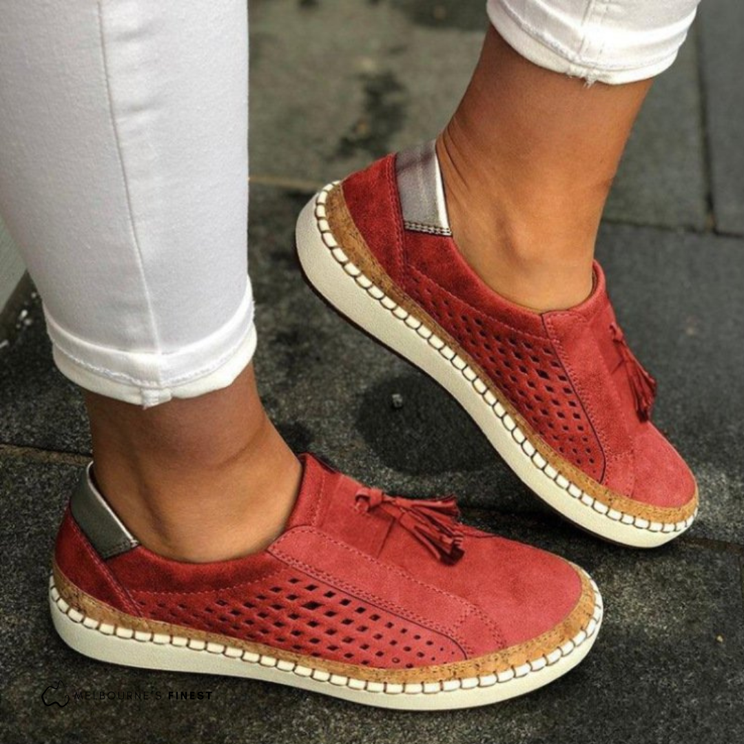 Slip On Shoes with Arch Support and Perforated Airflow, Anti Slip Sole