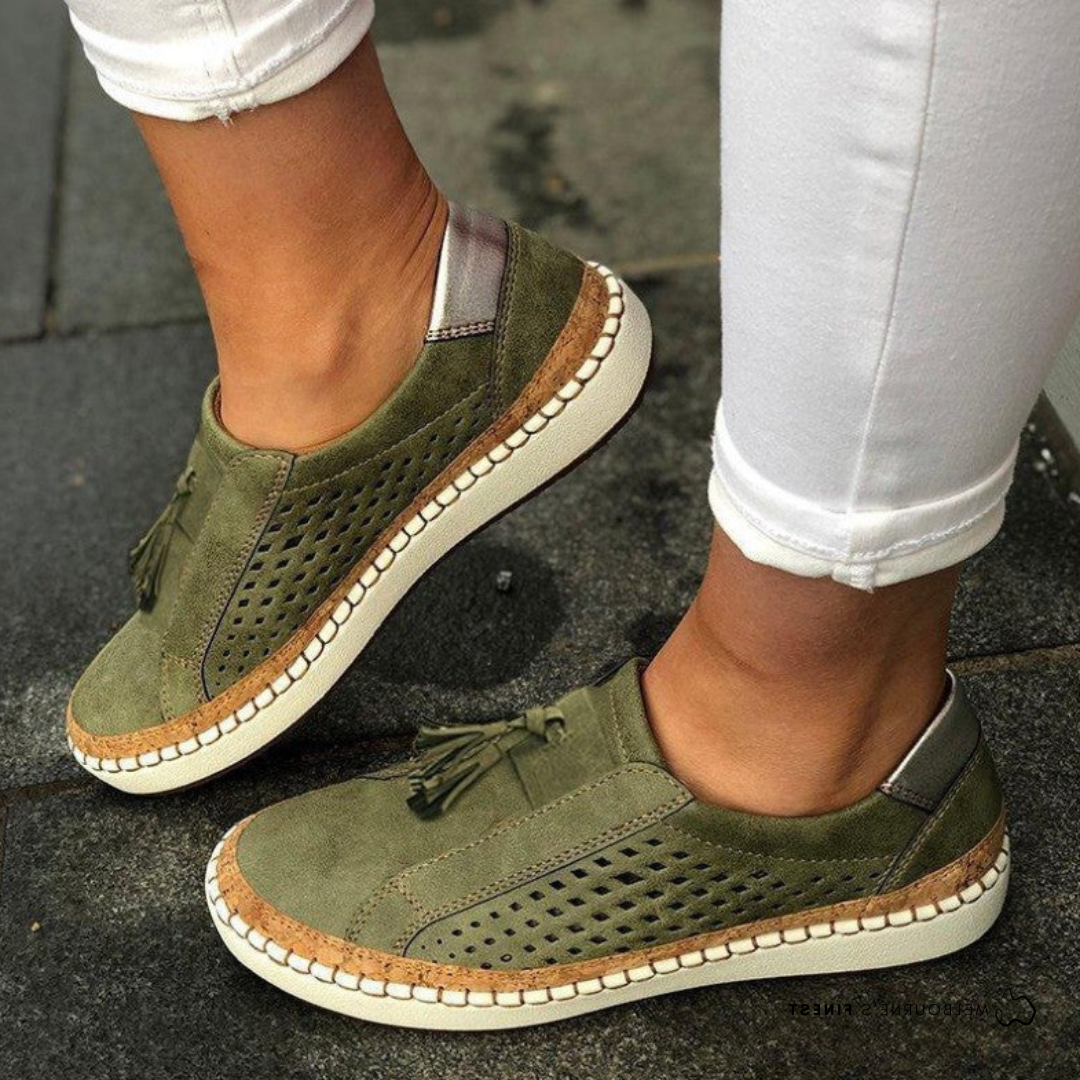 Slip On Shoes with Arch Support and Perforated Airflow, Anti Slip Sole