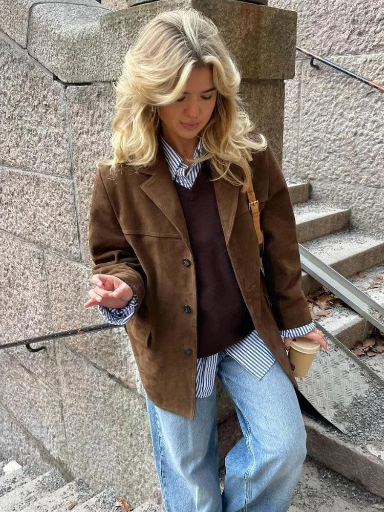 Coat With Long Sleeves and Polyester Fabric for Fall Winter