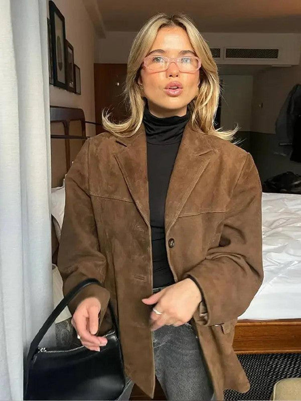 Coat With Long Sleeves and Polyester Fabric for Fall Winter