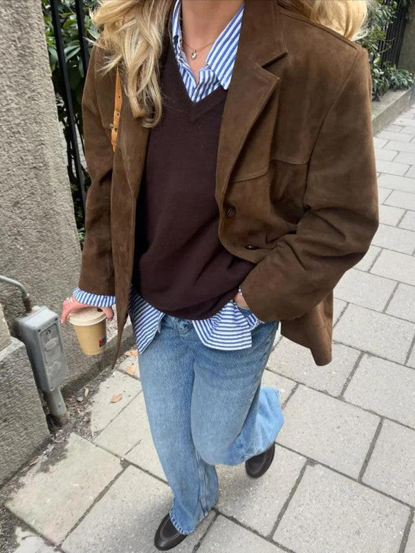Coat With Long Sleeves and Polyester Fabric for Fall Winter