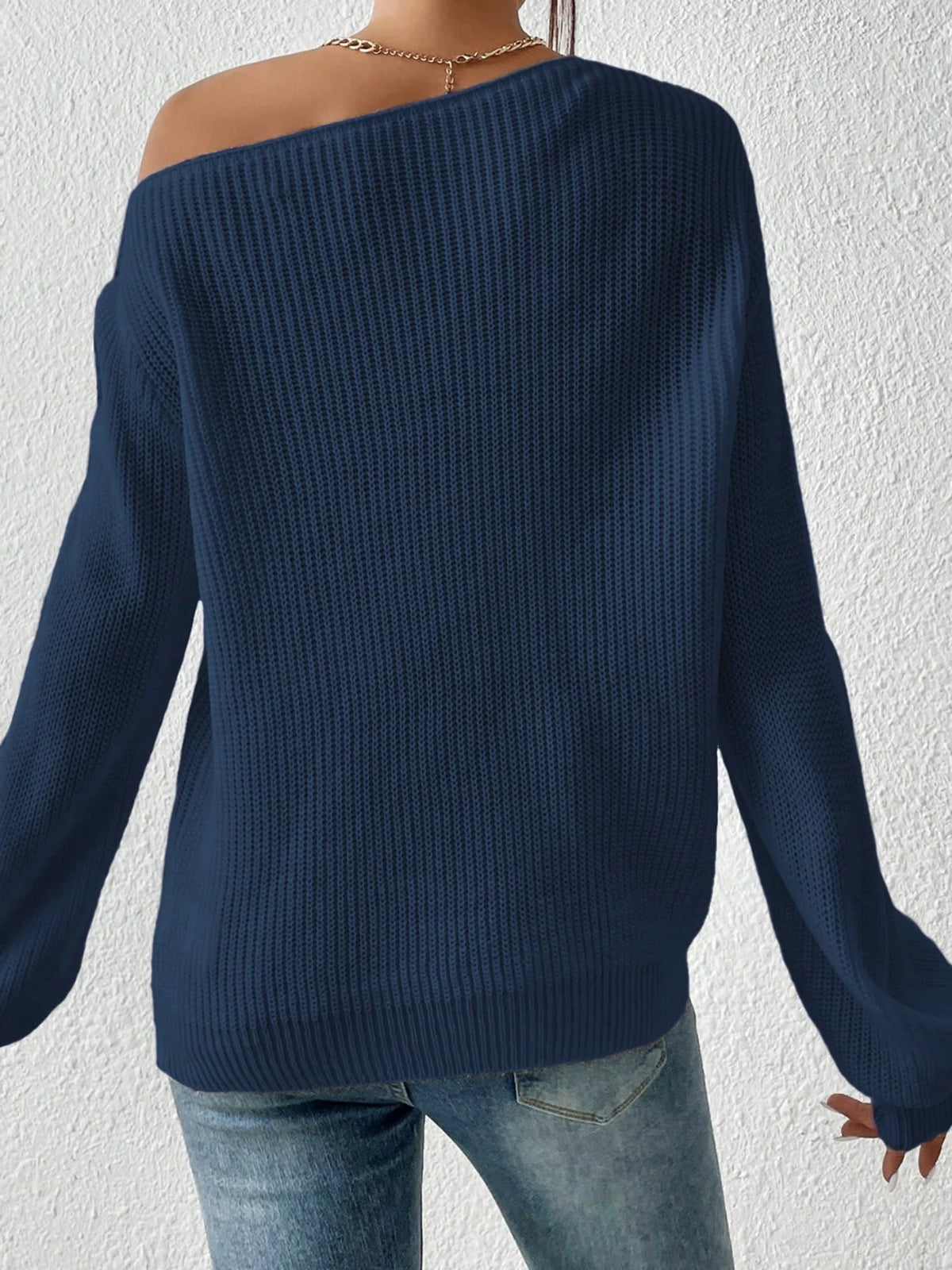 Womens Long Sleeve Knit Pullover Sweater, Casual Acrylic Knitwear for Fall and Winter, Comfortable Everyday Cold Weather Top