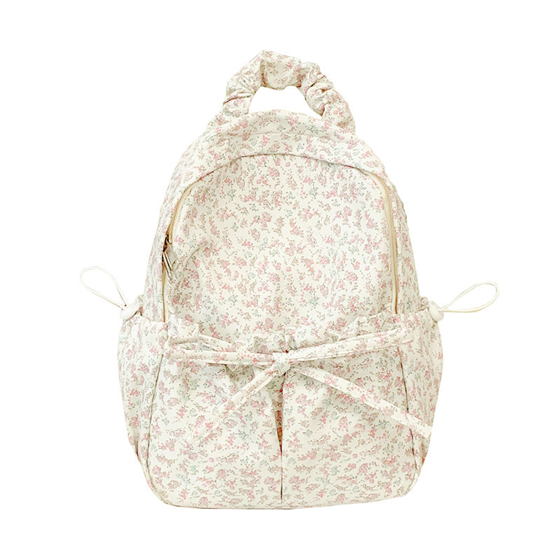 Floral Print Backpack with Adjustable Padded Straps and Multiple Compartments