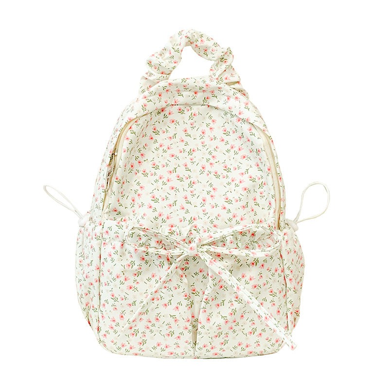 Floral Print Backpack with Adjustable Padded Straps and Multiple Compartments