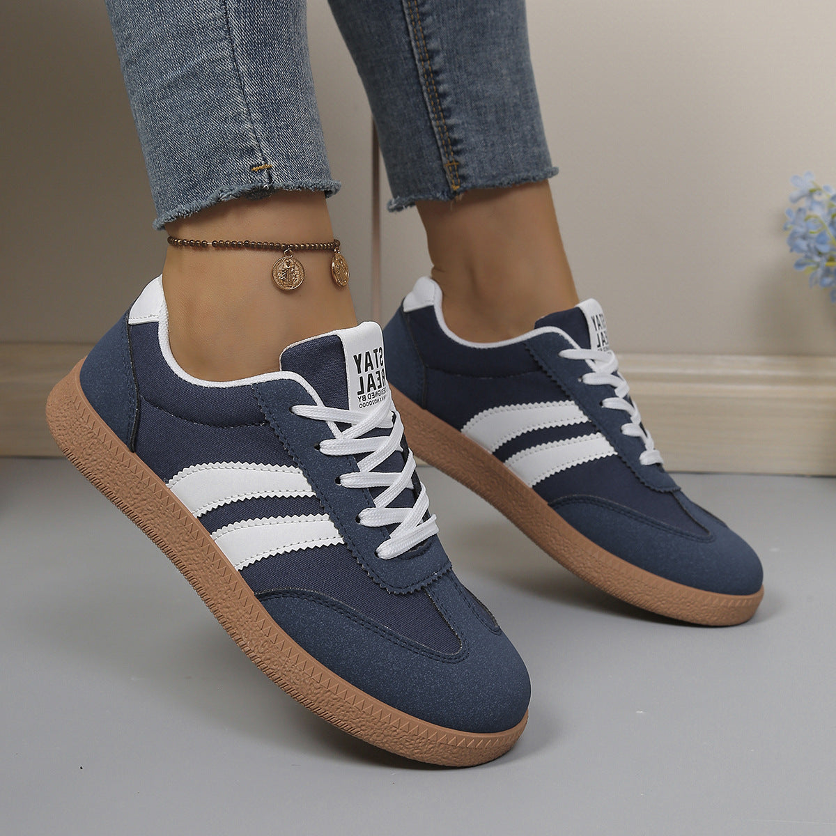 Classic Court Sneakers with Cushioned Footbed and Lace Up Closure