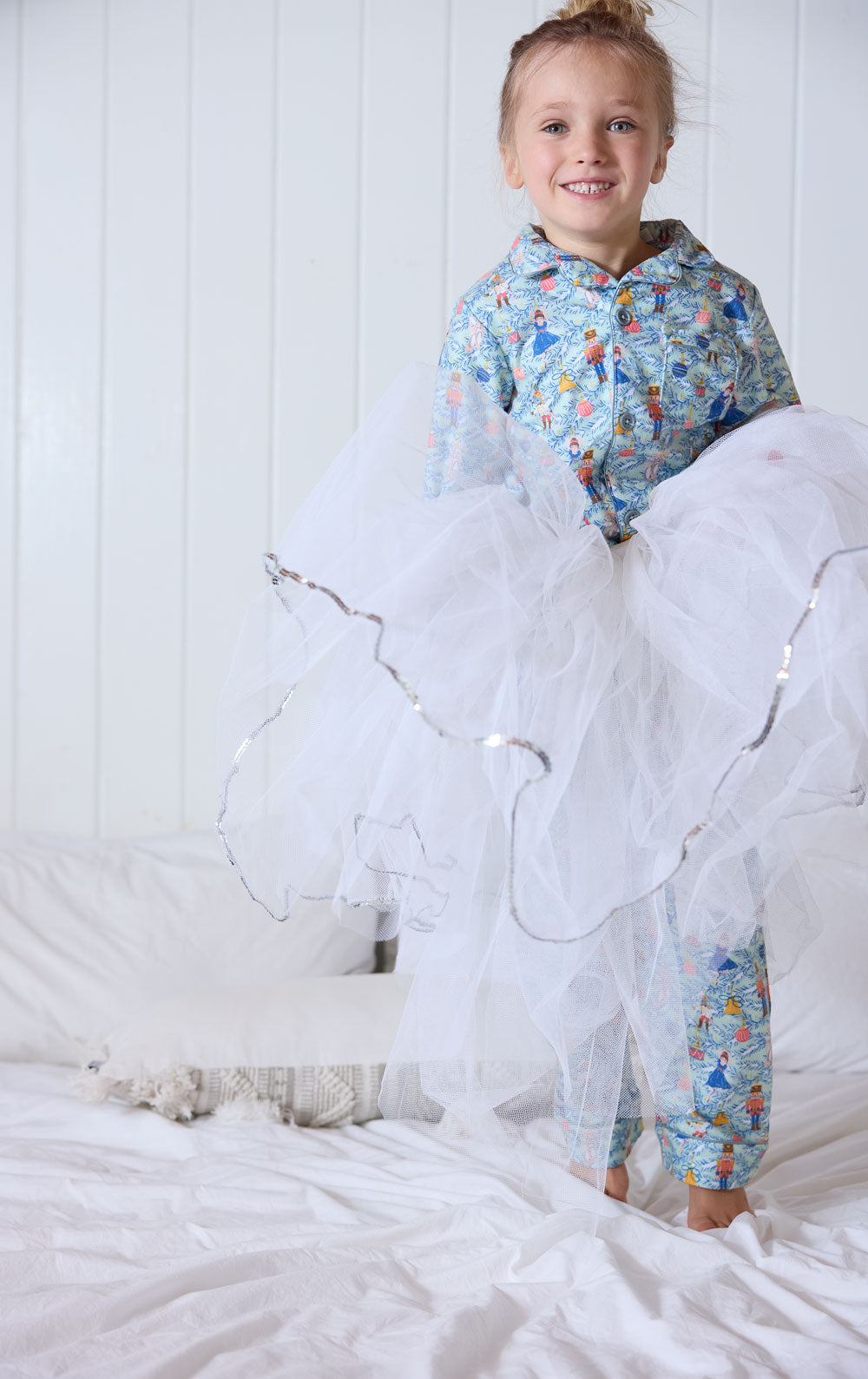 Childrens Nutcracker Pajama Set with Button Front and Elastic Waist