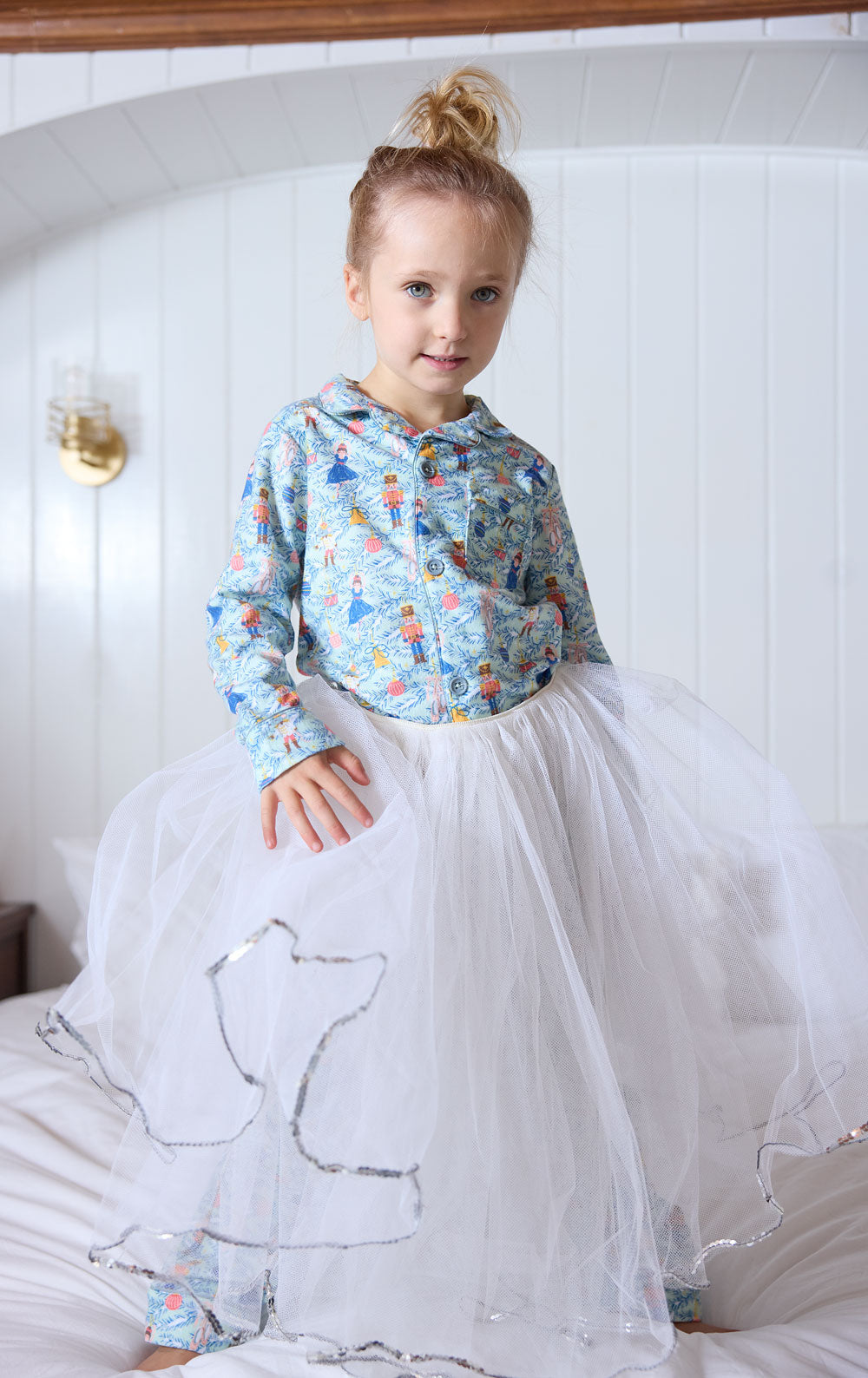 Childrens Nutcracker Pajama Set with Button Front and Elastic Waist