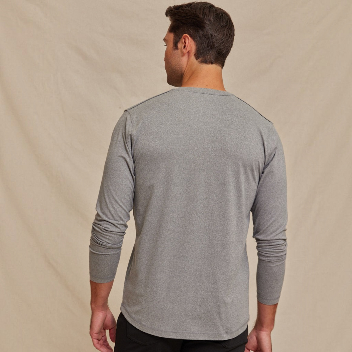 Mens Performance Henley Shirt Light Gray, Breathable