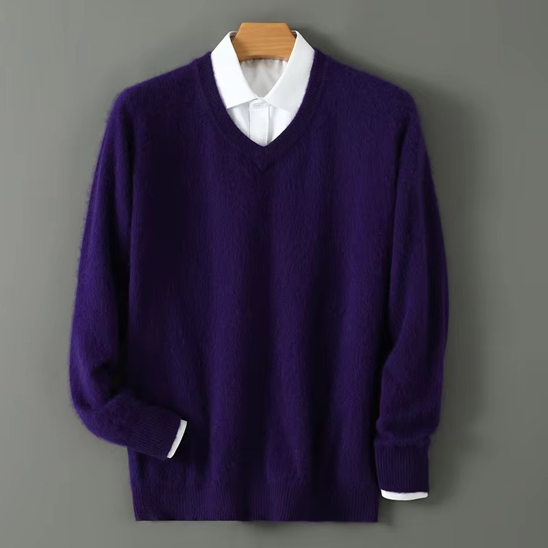 Mens V Neck Pullover Sweater with Relaxed Fit, Knit Blend, S to 3XL