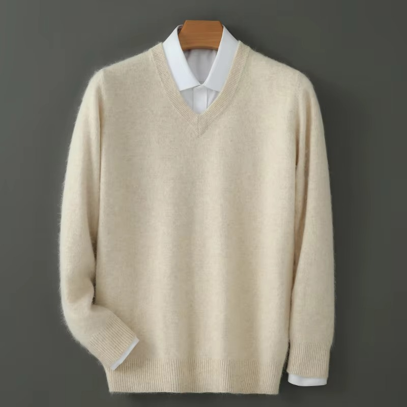 Mens V Neck Pullover Sweater with Relaxed Fit, Knit Blend, S to 3XL