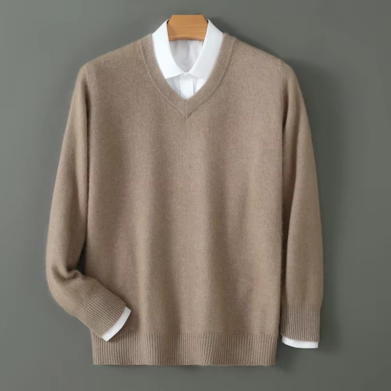 Mens V Neck Pullover Sweater with Relaxed Fit, Knit Blend, S to 3XL