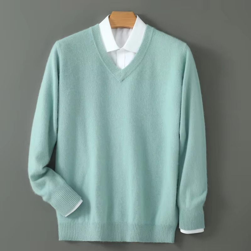 Mens V Neck Pullover Sweater with Relaxed Fit, Knit Blend, S to 3XL