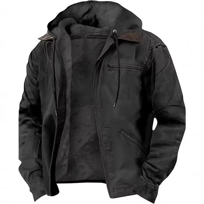 Hooded Winter Coat with Thickened Insulation and Adjustable Hood for Fall and Winter