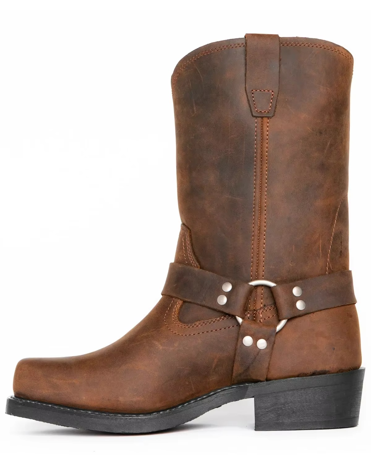 Mid Calf Western Boots with Slip-On Design and Retro Stitching for Men, Sizes 6-12