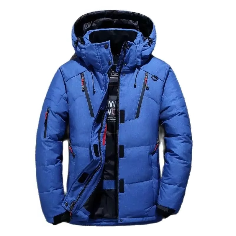 Mens Duck Down Parka with Hooded Neckline and Hip-Length Coverage for -20F Weather