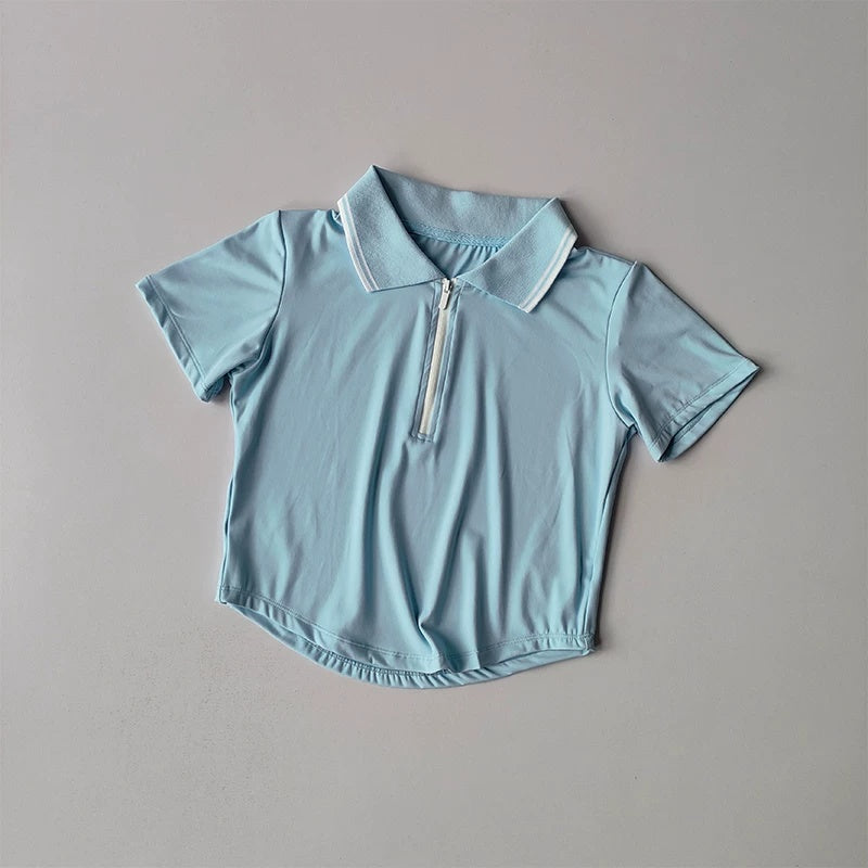 Womens Two-Piece Polo Tennis Outfit with A-Line Skirt and Moisture-Wicking Fabric