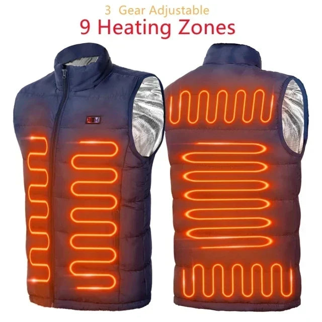 Electric Heated Vest with 9 Zones and 3-Setting Temperature Control