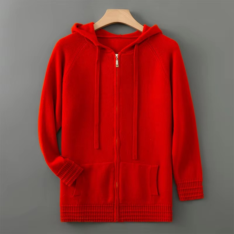 Hooded Cardigan with Open Front Design and Full Sleeves, S-3XL