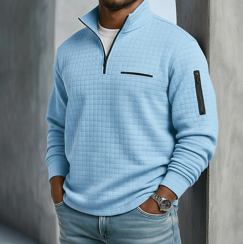 Mens Waffle Knit Long Sleeve Shirt with Relaxed Fit
