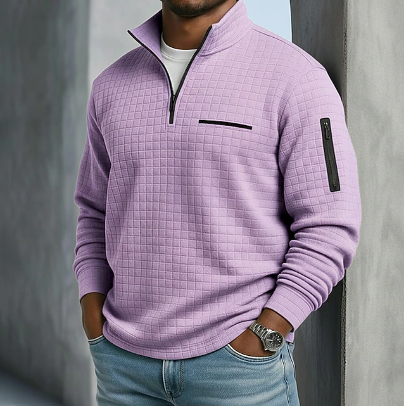Mens Waffle Knit Long Sleeve Shirt with Relaxed Fit