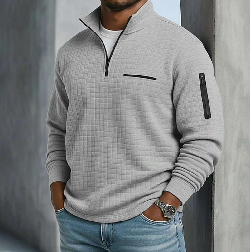 Mens Waffle Knit Long Sleeve Shirt with Relaxed Fit