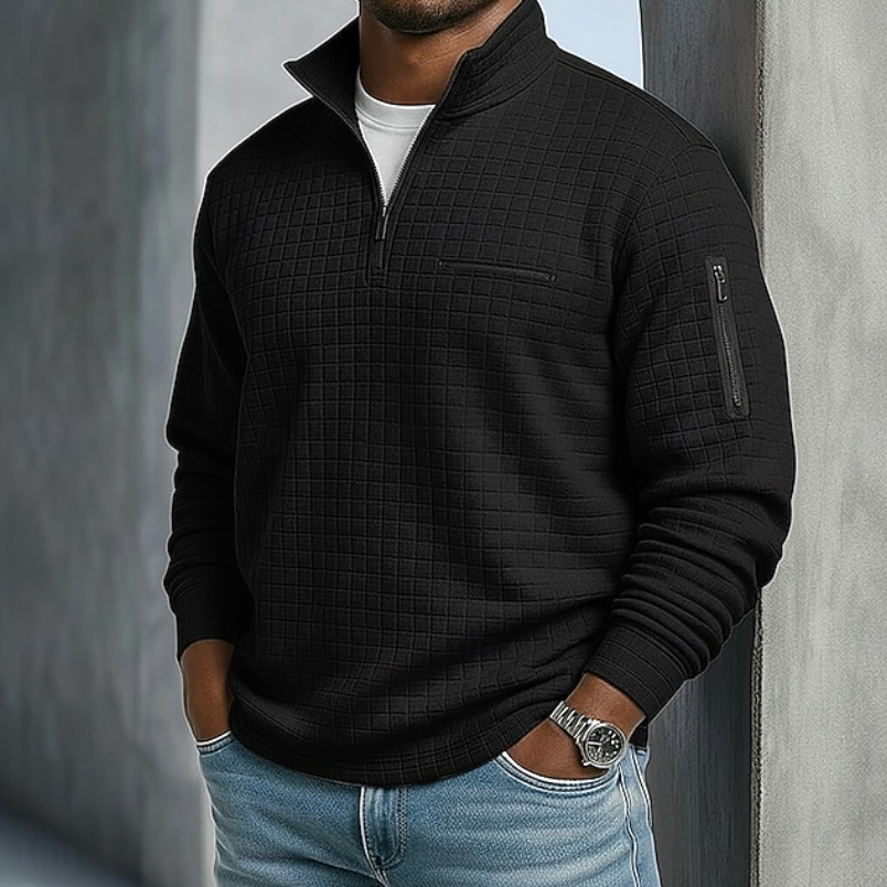 Mens Waffle Knit Long Sleeve Shirt with Relaxed Fit