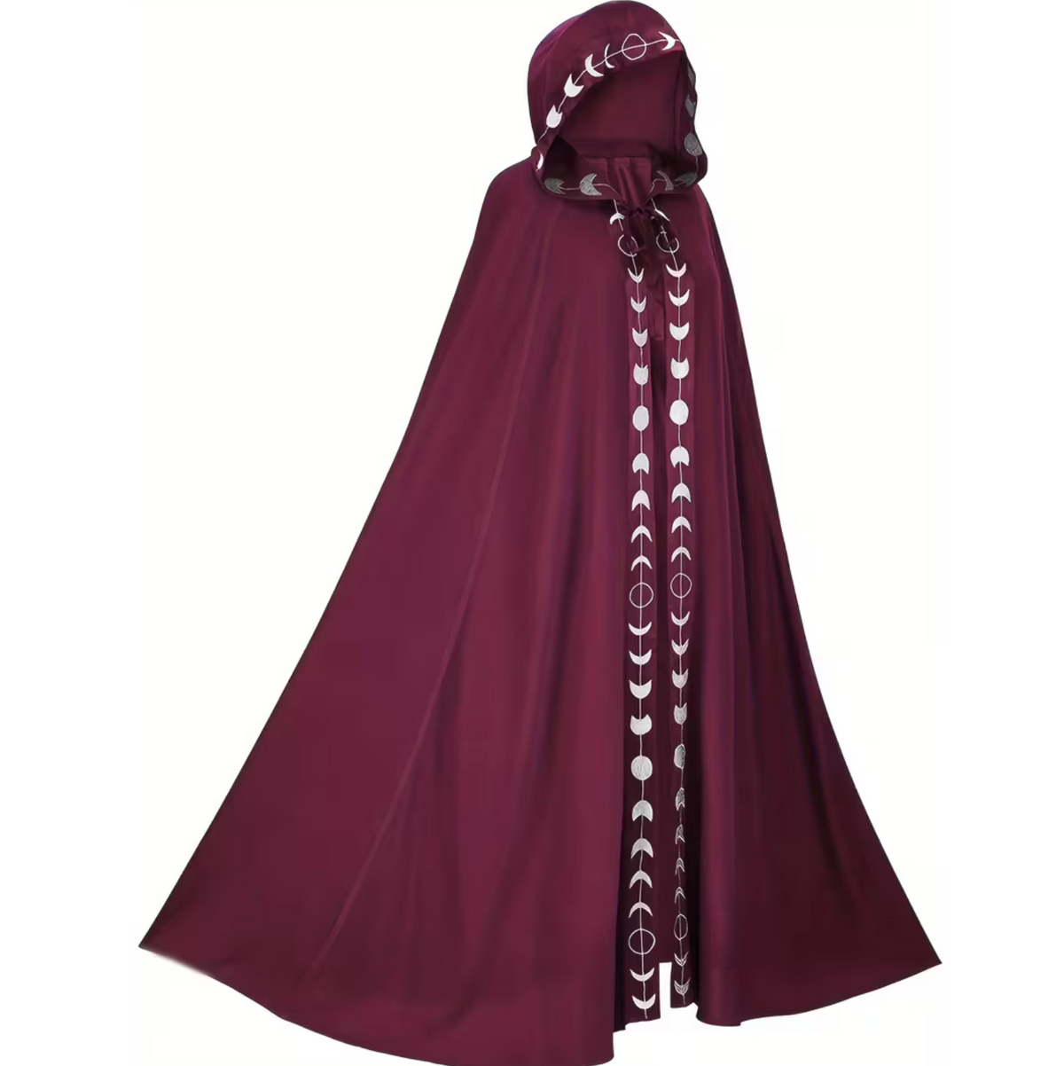 Medieval Hooded Cape for Adults with Attached Hood and Flowing Fabric