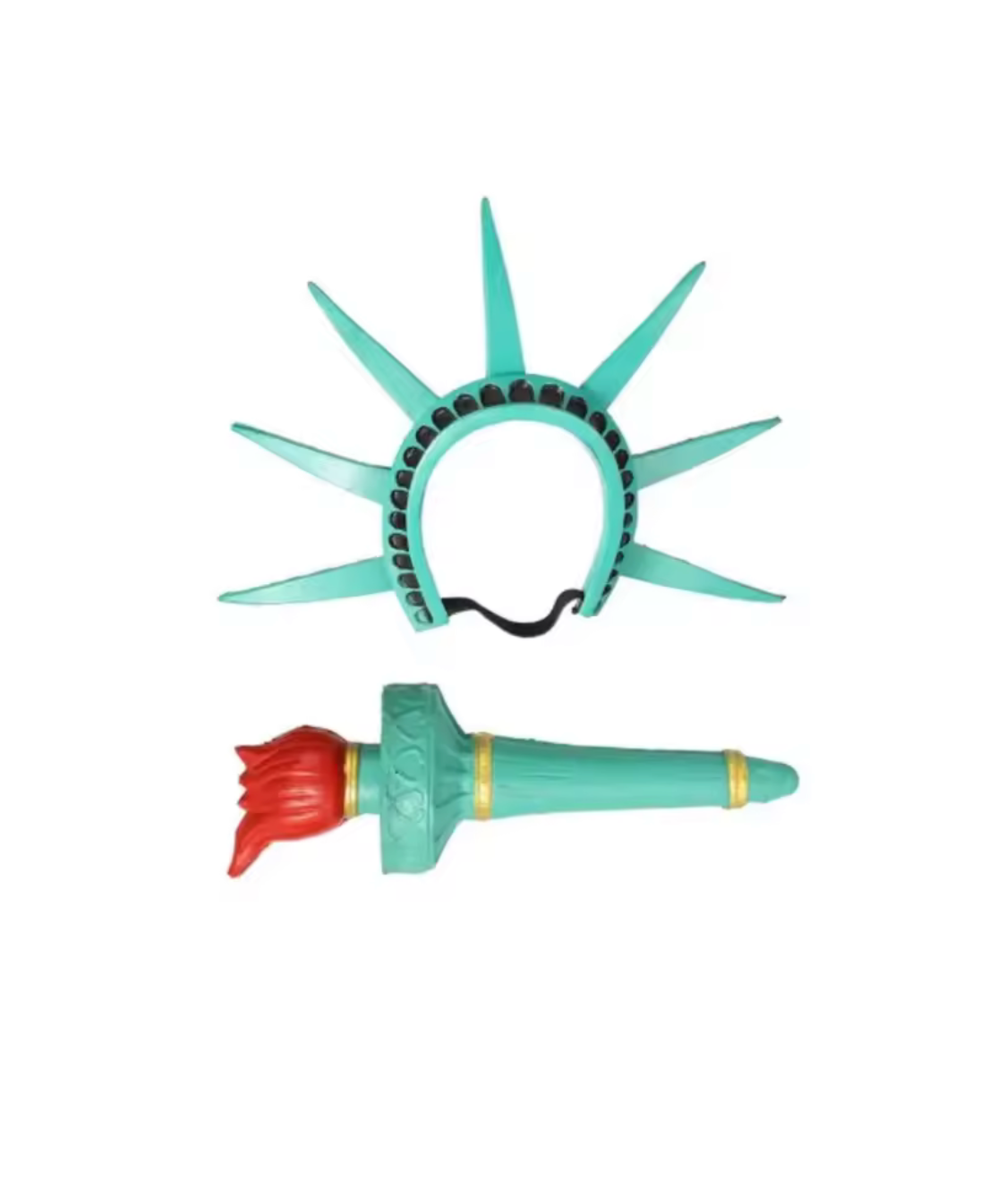 Women's Statue Costume Set with Green Robe and Torch Headband