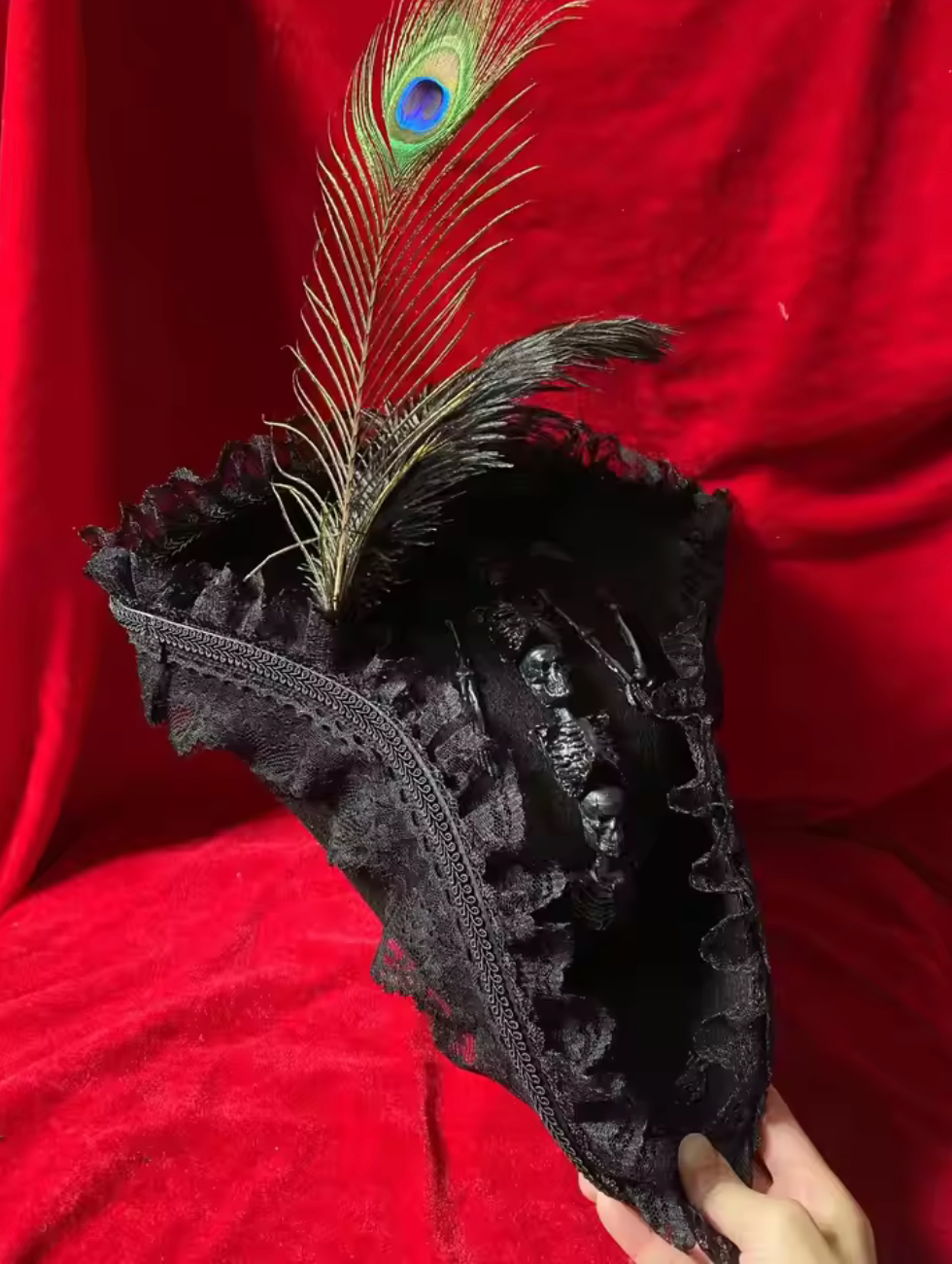 Pirate Skull Triangle Hat with Knit Fabric for Costume Events