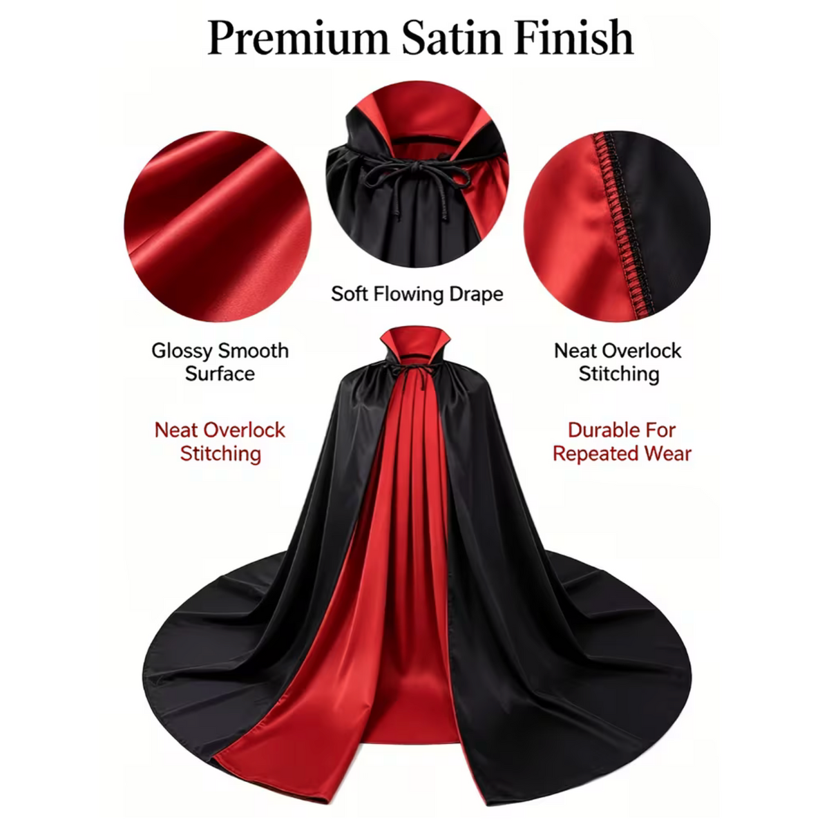 Double Sided Gothic Cape with Stand Collar and Front Lacing
