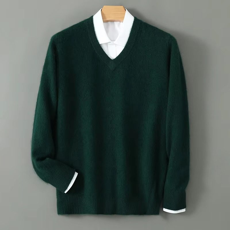 Mens V Neck Pullover Sweater with Relaxed Fit, Knit Blend, S to 3XL