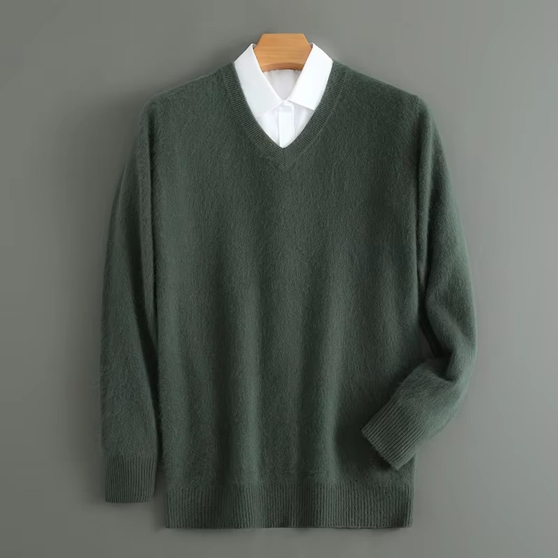 Mens V Neck Pullover Sweater with Relaxed Fit, Knit Blend, S to XXL