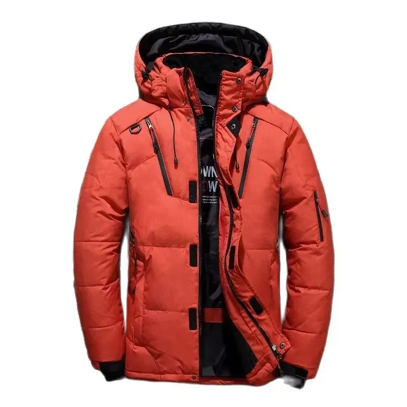 Mens Duck Down Parka with Hooded Neckline and Hip-Length Coverage for -20F Weather