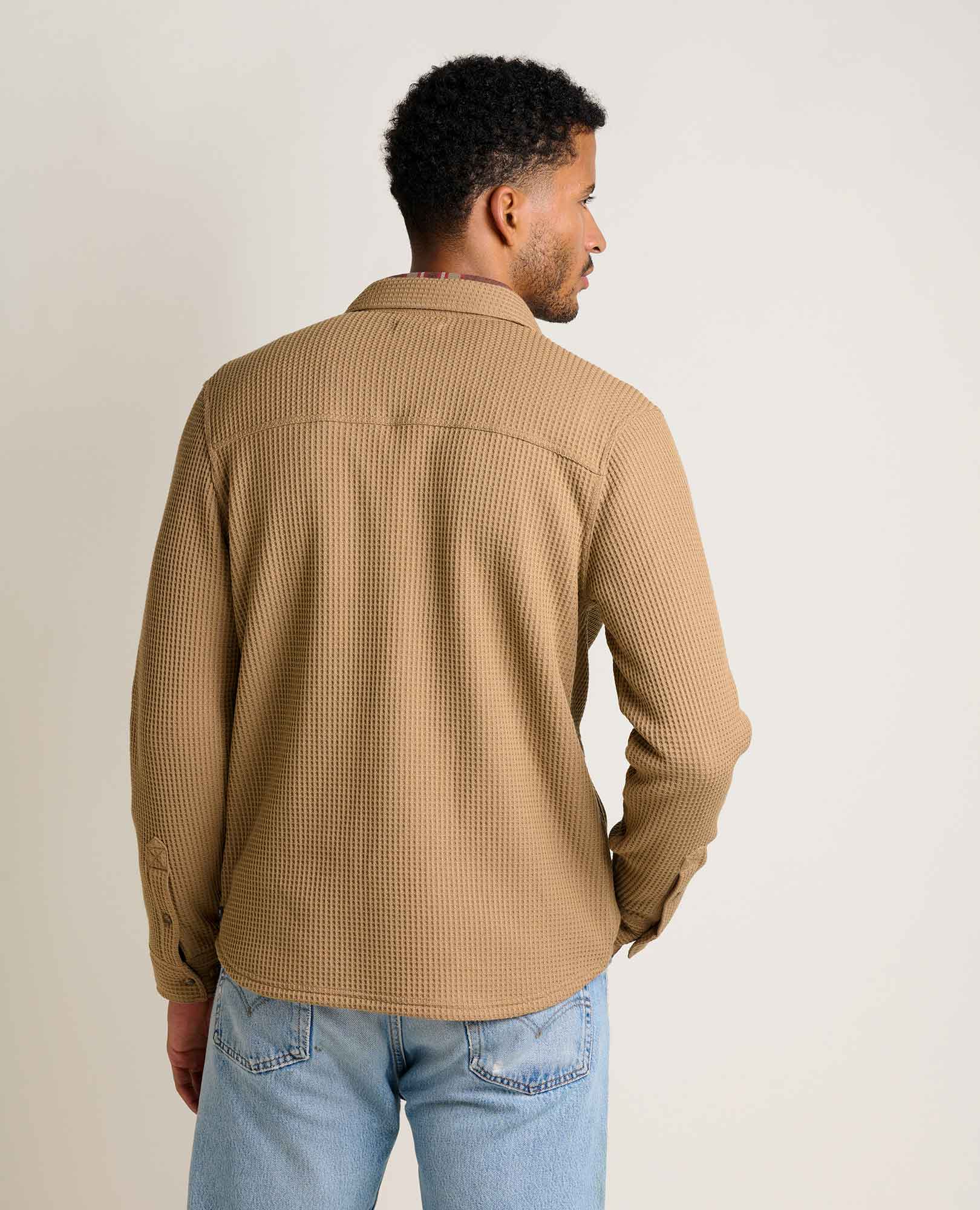 Men’s Shirt Jacket, Long Sleeve Waffle Knit