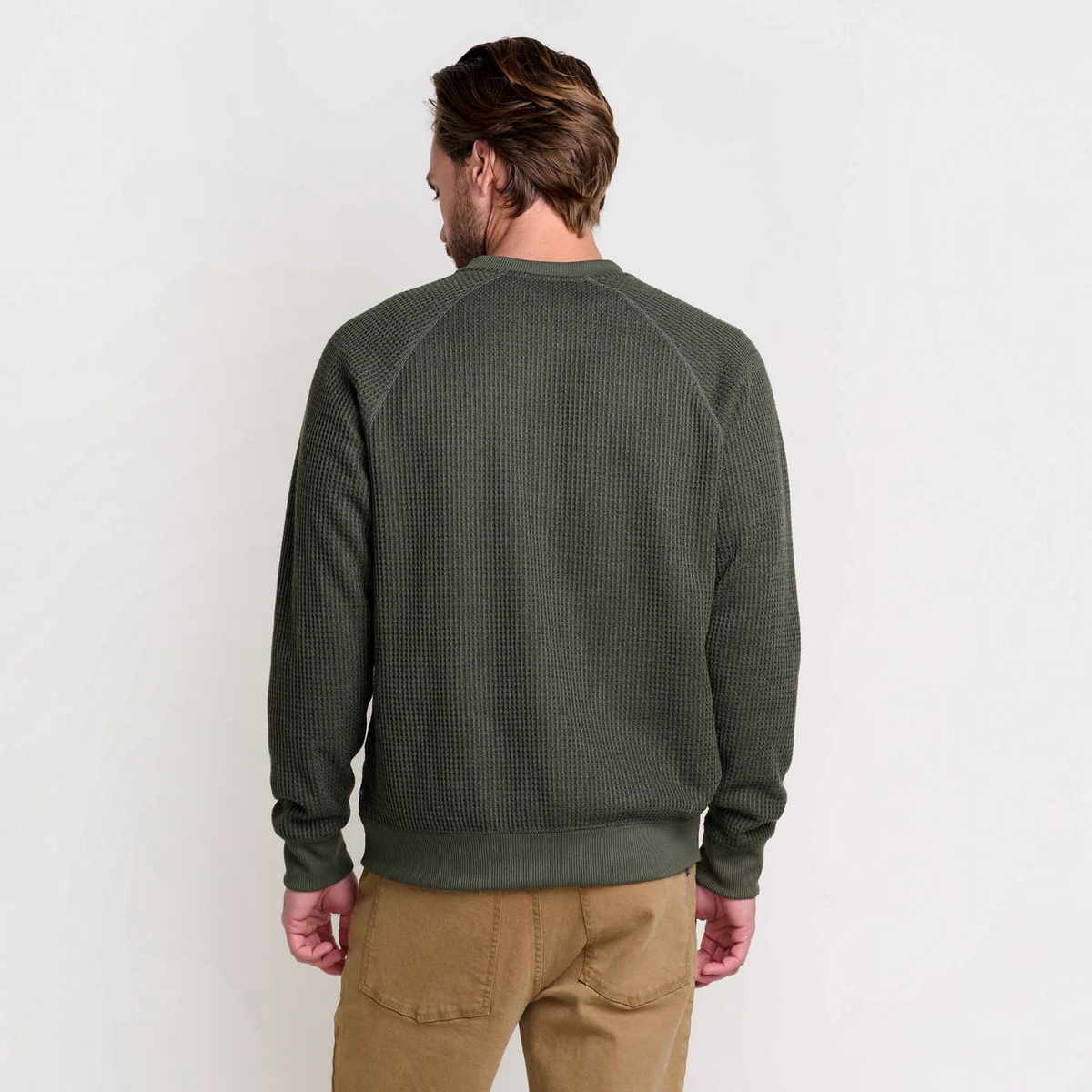 Mens Midweight Henley Shirt Waffle Knit, Breathable