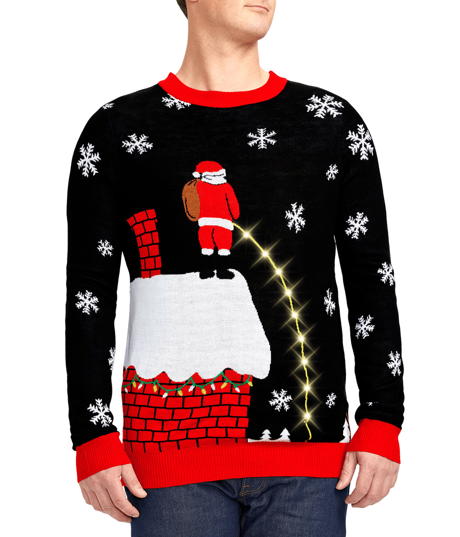 Light Up Sweater with Rooftop Graphic and Long Sleeves