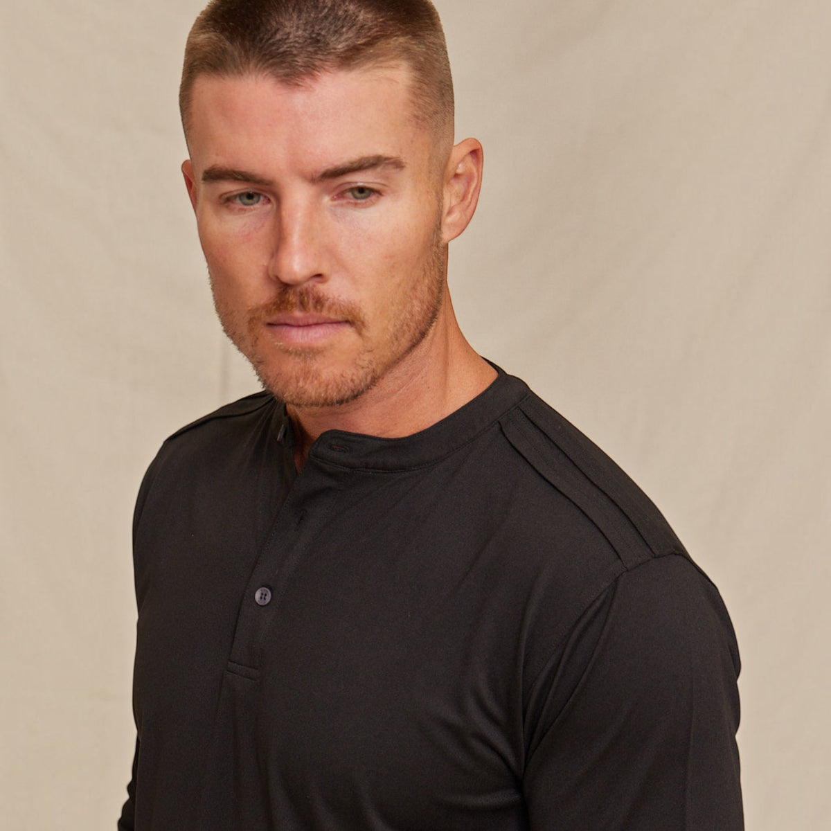 Mens Performance Long Sleeve Henley Shirt, Breathable