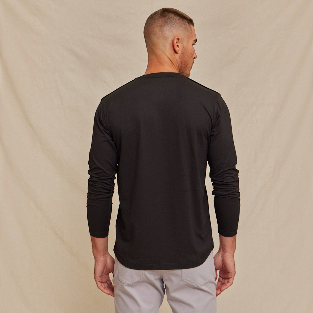 Mens Performance Long Sleeve Henley Shirt, Breathable