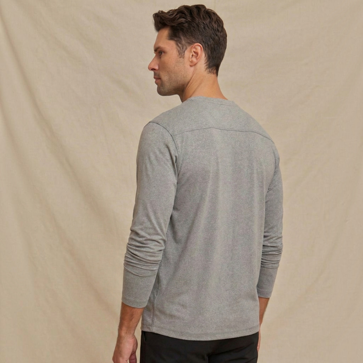 Mens Performance Henley Shirt Light Gray, Breathable