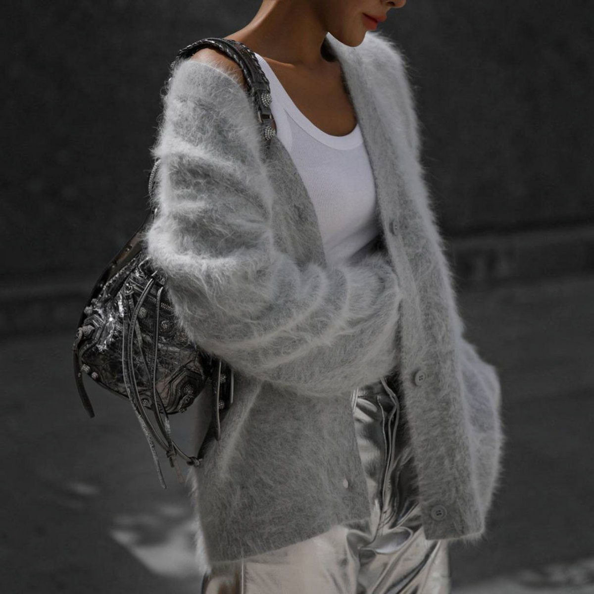 Oversized Button-Up Cardigan for Women with Relaxed Fit and Versatile Styling
